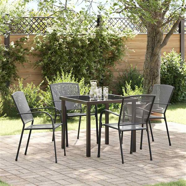 Grote foto vidaxl tuin eetset 5 pcs antraciet staal tuin en terras tuinmeubelen