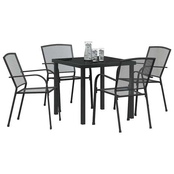 Grote foto vidaxl tuin eetset 5 pcs antraciet staal tuin en terras tuinmeubelen