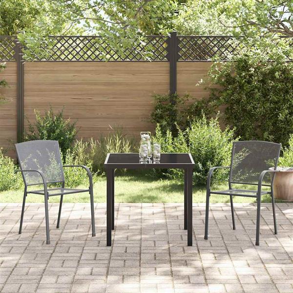 Grote foto vidaxl tuin eetset 3 pcs antraciet staal tuin en terras tuinmeubelen