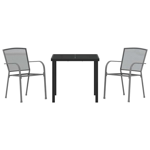 Grote foto vidaxl tuin eetset 3 pcs antraciet staal tuin en terras tuinmeubelen