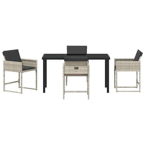 Grote foto vidaxl tuin eetset met kussen 5 pcs lichtgrijs poly riet tuin en terras tuinmeubelen