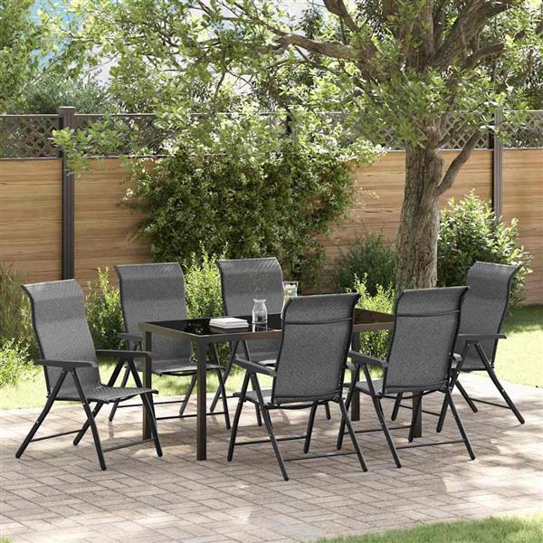 Grote foto vidaxl tuin eetset 7 pcs grijs poly riet tuin en terras tuinmeubelen