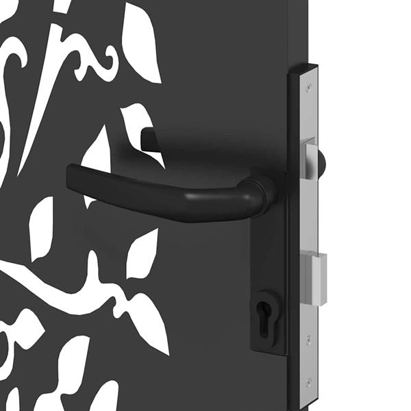 Grote foto vidaxl tuinpoort tuinpoort 85x75 cm corten staal boomontwerp zwart tuin en terras hekken en schuttingen