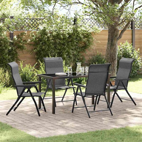 Grote foto vidaxl tuin eetset 5 pcs grijs poly riet tuin en terras tuinmeubelen