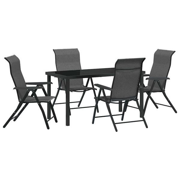 Grote foto vidaxl tuin eetset 5 pcs grijs poly riet tuin en terras tuinmeubelen