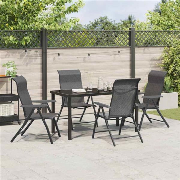 Grote foto vidaxl tuin eetset 5 pcs grijs poly riet tuin en terras tuinmeubelen