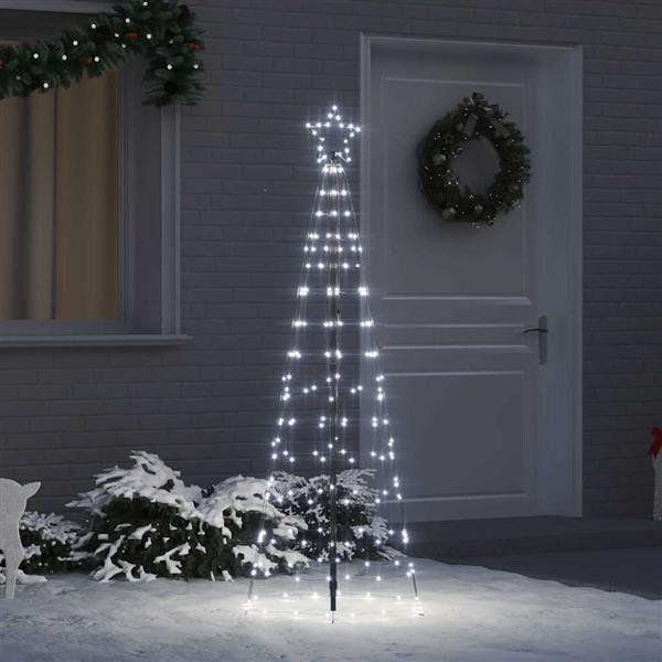 Grote foto vidaxl led kerstboom met grondspiesjes koudwit 250 cm ijzer diversen overige diversen