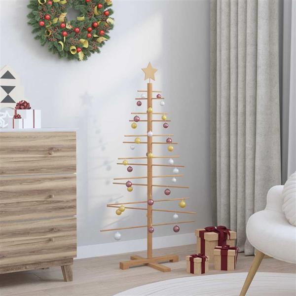 Grote foto vidaxl houten kerstboom met standaard bruin 125 cm bamboe diversen overige diversen