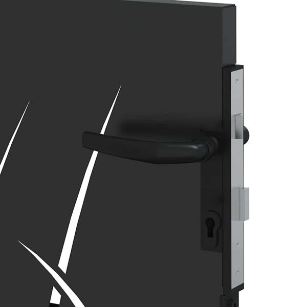 Grote foto vidaxl tuinpoort met slot zwart 100 x 100 cm poedergecoat staal tuin en terras hekken en schuttingen