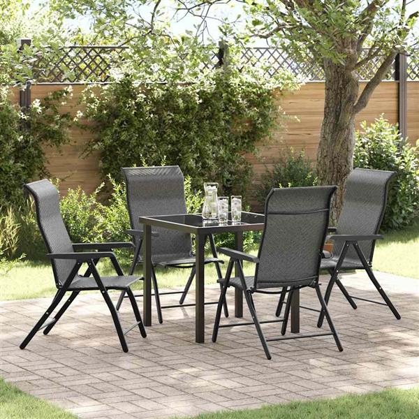 Grote foto vidaxl tuin eetset 5 pcs grijs poly riet tuin en terras tuinmeubelen