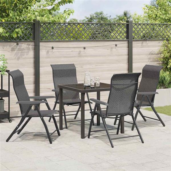 Grote foto vidaxl tuin eetset 5 pcs grijs poly riet tuin en terras tuinmeubelen