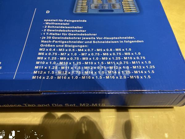 Grote foto tap en snij set 110 delig metrisch tungsten staal doe het zelf en verbouw gereedschappen en machines
