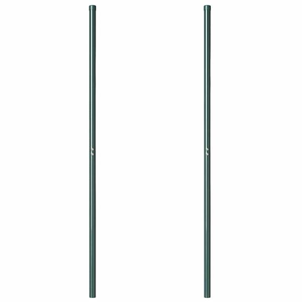Grote foto vidaxl hekpalen 2 pcs groen 210 cm poedergecoat staal tuin en terras overige tuin en terras