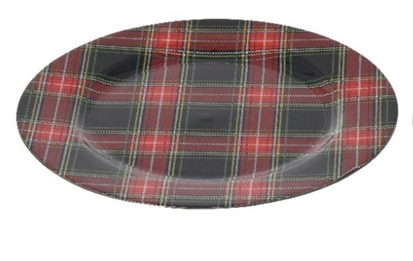 Grote foto onderbord tartan schotse ruit donker blok 33 cm rond kunststof verzamelen overige verzamelingen