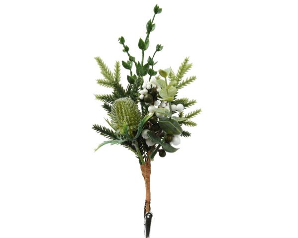 Grote foto kersthanger winters groen distel met clip groen wit 22 cm per stuk verzamelen overige verzamelingen