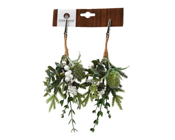 Grote foto kersthanger winters groen distel met clip groen wit 22 cm per stuk verzamelen overige verzamelingen