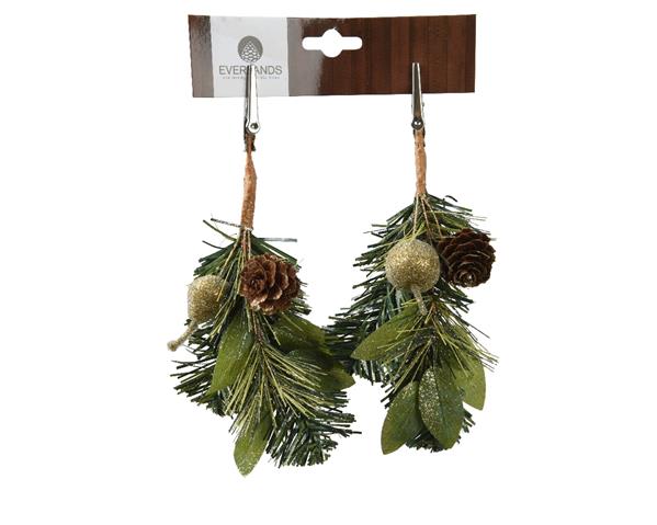 Grote foto kersthanger winters groen met clip groen goud 22 cm per stuk verzamelen overige verzamelingen