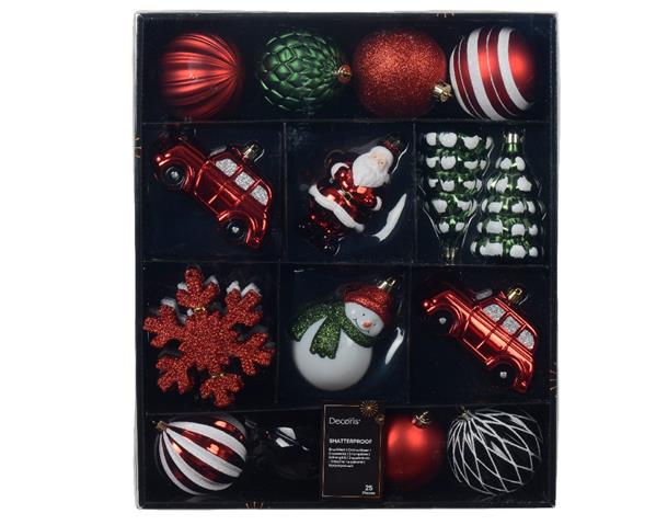 Grote foto kerstballen 8 cm rood groen wit gestreept mix onbreekbaar doos 25 stuks verzamelen overige verzamelingen
