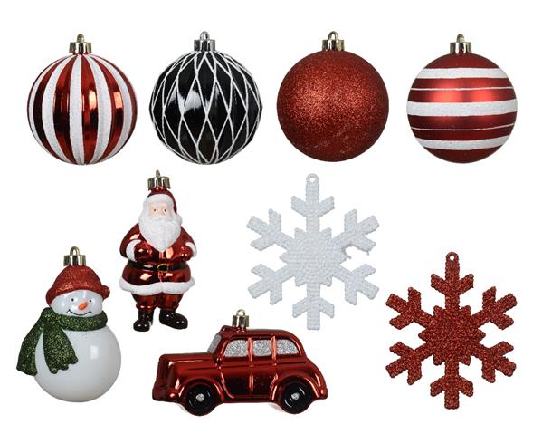 Grote foto kerstballen 8 cm rood groen wit gestreept mix onbreekbaar doos 25 stuks verzamelen overige verzamelingen