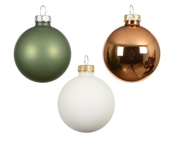 Grote foto kerstballen glas groen bruin wolwit 6 cm set van 20 verzamelen overige verzamelingen