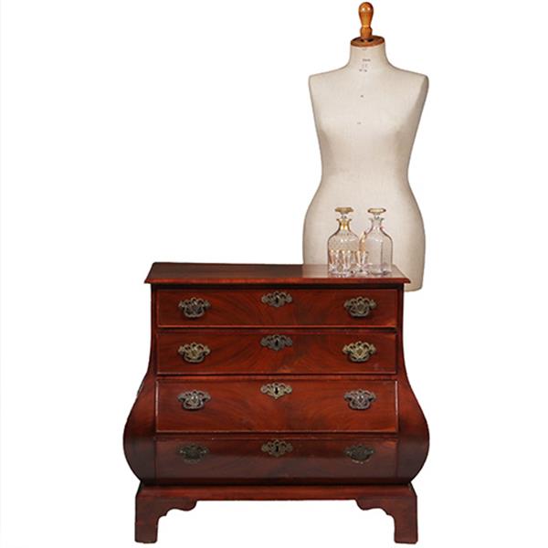 Grote foto kleine haagse commode in mahonie 3 zijdig gebogen met 4 laden no.342015 antiek en kunst stoelen en banken