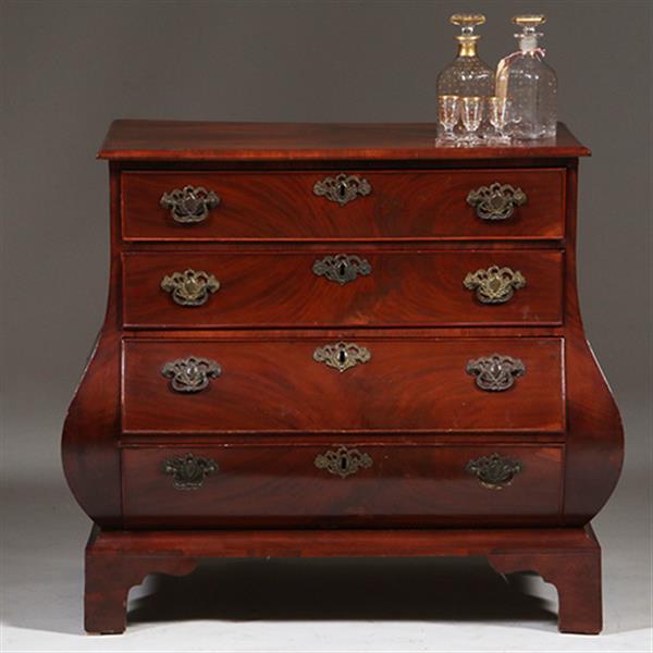 Grote foto kleine haagse commode in mahonie 3 zijdig gebogen met 4 laden no.342015 antiek en kunst stoelen en banken