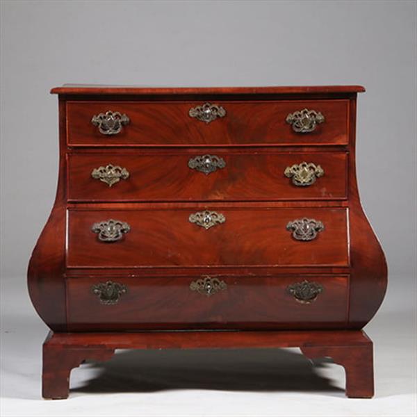 Grote foto kleine haagse commode in mahonie 3 zijdig gebogen met 4 laden no.342015 antiek en kunst stoelen en banken