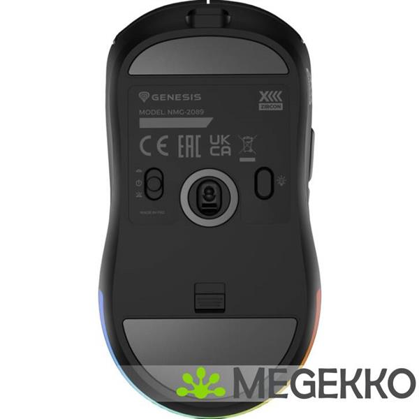 Grote foto genesis nmg 2089 zircon xiii gaming muis ambidextrous rf wireless usb type c zwart computers en software overige computers en software
