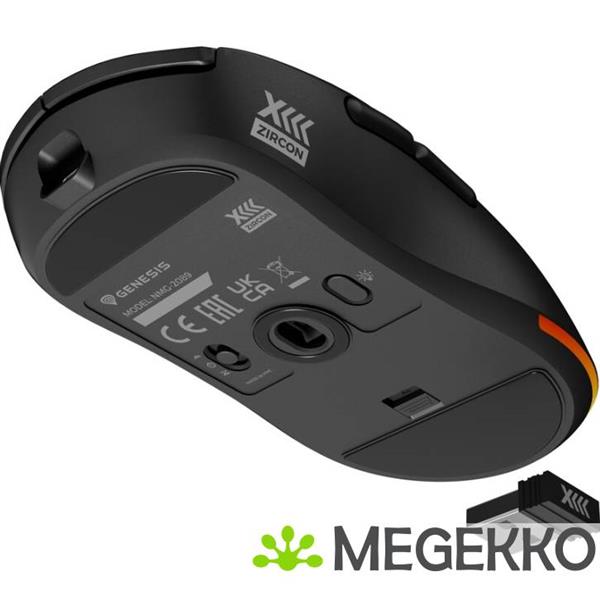 Grote foto genesis nmg 2089 zircon xiii gaming muis ambidextrous rf wireless usb type c zwart computers en software overige computers en software