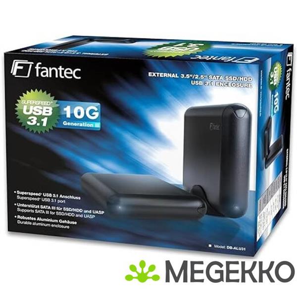 Grote foto fantec db alu31 zwart 3.5 sata usb 3.1 typ c computers en software behuizingen en kasten