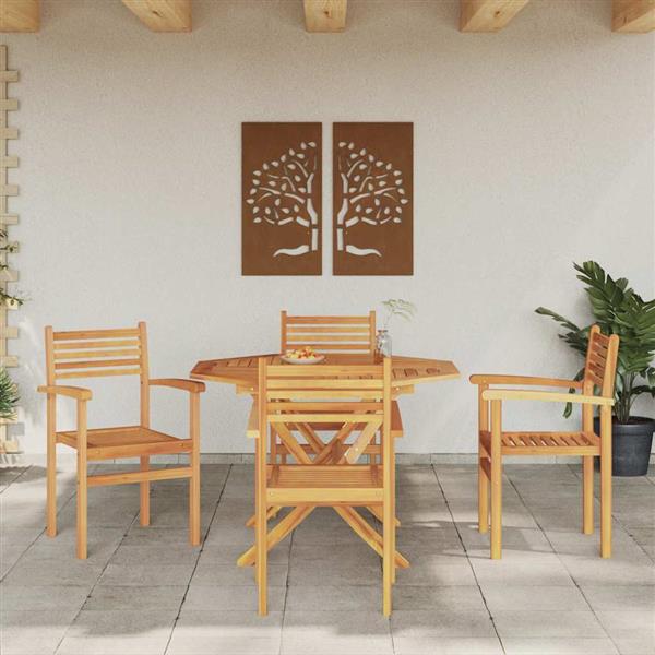 Grote foto vidaxl tuinstapelstoelen 4 pcs bruin 55.5 x 55.5 x 90 cm tuin en terras tuinmeubelen