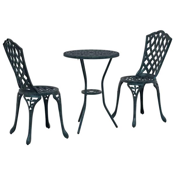 Grote foto vidaxl tuin bistro set 3 pcs groen aluminium tuin en terras tuinmeubelen