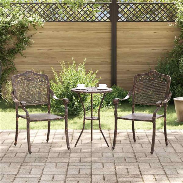 Grote foto vidaxl tuinstoel 2 pcs brons 55 x 56.5 x 91cm aluminium tuin en terras tuinmeubelen