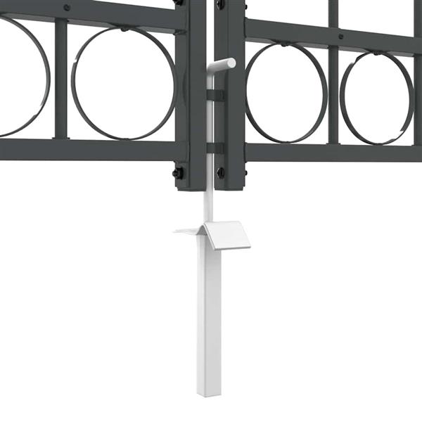 Grote foto vidaxl tuinhekgate met gebogen top grijs 400 x 125 cm staal tuin en terras hekken en schuttingen