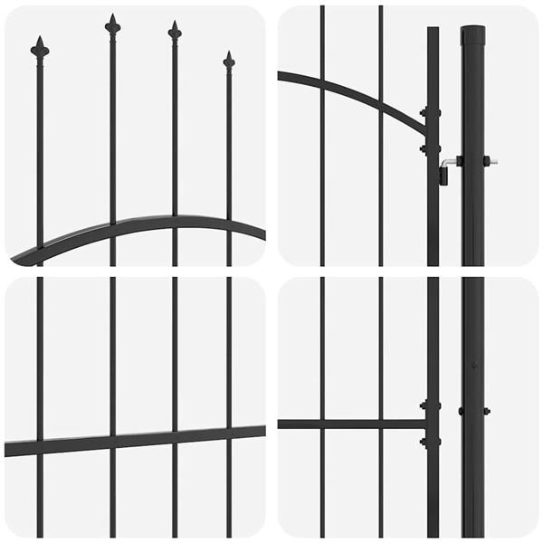 Grote foto vidaxl tuinpoort met slot grijs 100 x 150 cm staal tuin en terras hekken en schuttingen