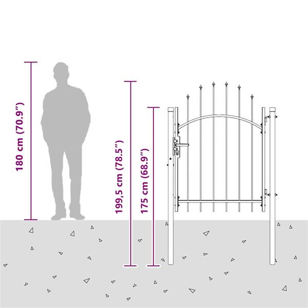 Grote foto vidaxl tuinpoort met slot grijs 100 x 150 cm staal tuin en terras hekken en schuttingen