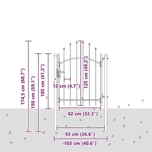 Grote foto vidaxl tuinpoort met slot grijs 100 x 125 cm 125 x 100 cm staal tuin en terras hekken en schuttingen