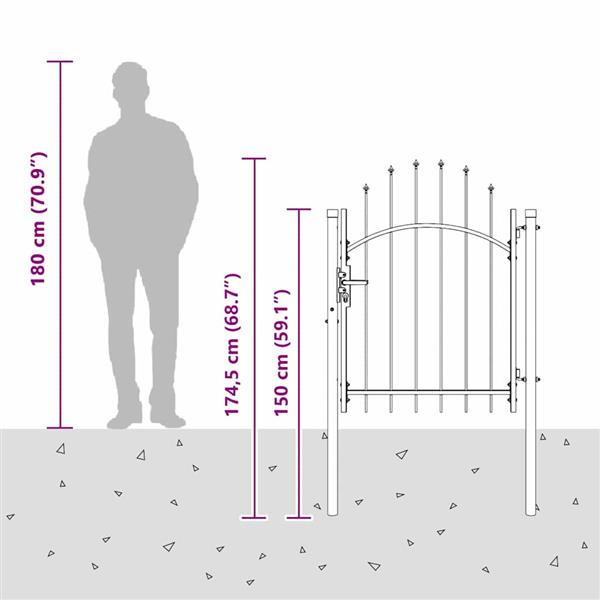 Grote foto vidaxl tuinpoort met slot grijs 100 x 125 cm 125 x 100 cm staal tuin en terras hekken en schuttingen