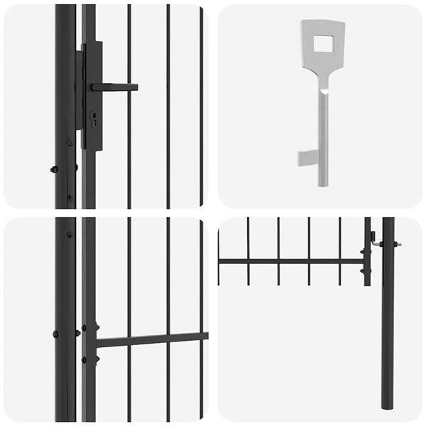 Grote foto vidaxl tuinpoort met slot grijs 100 x 100 cm staal tuin en terras hekken en schuttingen