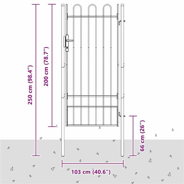 Grote foto vidaxl hekpoort grijs 100 x 200 cm poedercoated staal tuin en terras hekken en schuttingen