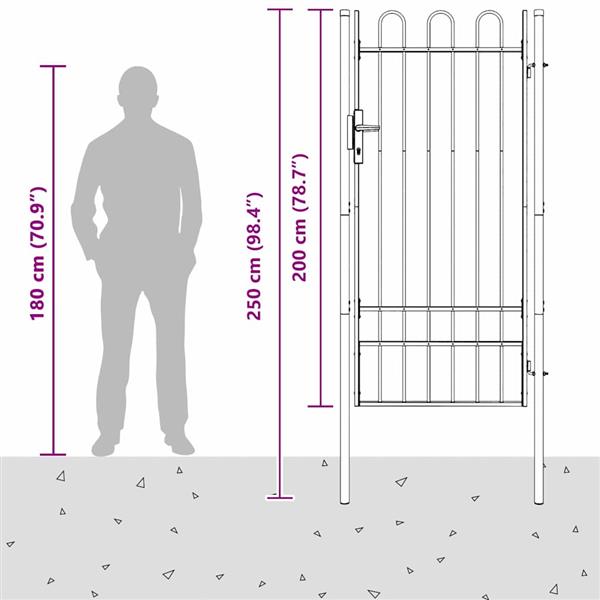 Grote foto vidaxl hekpoort grijs 100 x 200 cm poedercoated staal tuin en terras hekken en schuttingen