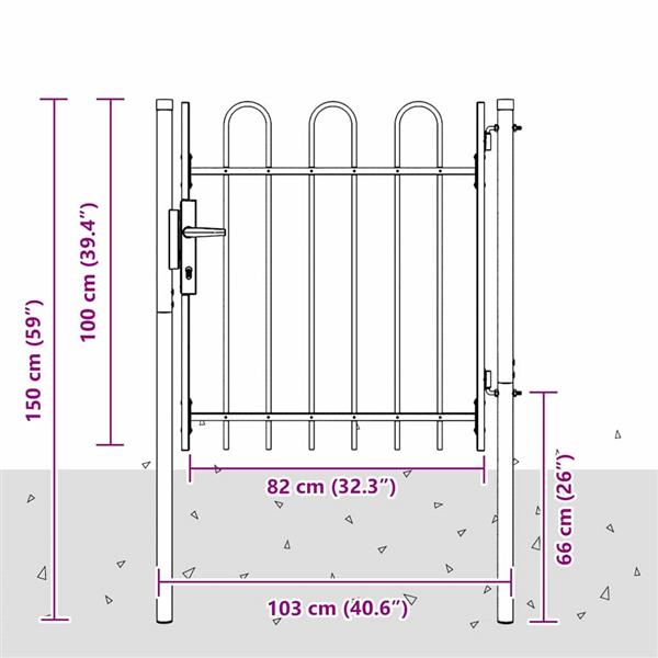 Grote foto vidaxl hekpoort grijs 100 x 100 cm poedercoated staal tuin en terras hekken en schuttingen