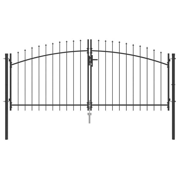 Grote foto vidaxl tuinpoort met slot grijs 125 x 300 cm staal tuin en terras hekken en schuttingen