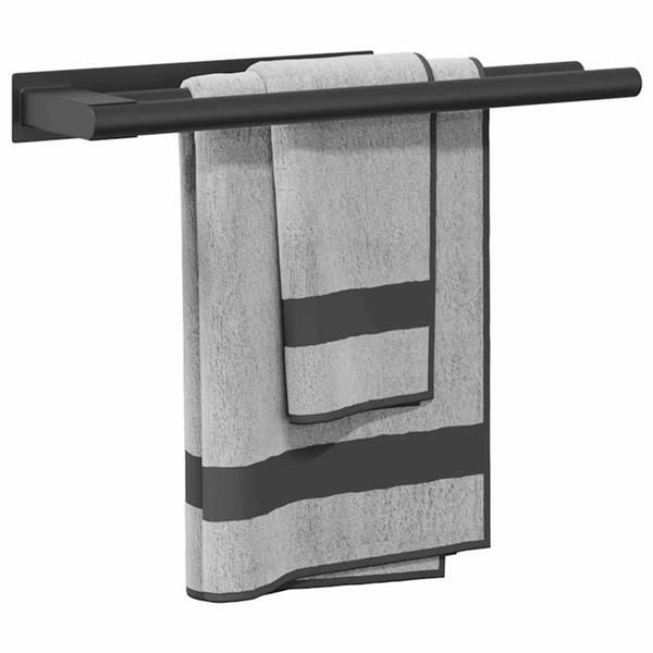 Grote foto vidaxl handdoekrek zwart 40 x 9 x 4 cm roestvrij staal huis en inrichting complete badkamers