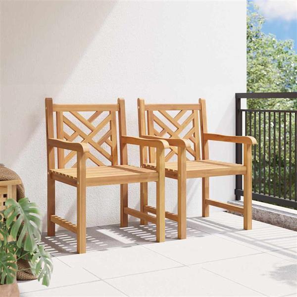 Grote foto vidaxl tuinstoelen 2 pcs bruin 58 x 60 x 90 cm massief teakhout tuin en terras tuinmeubelen