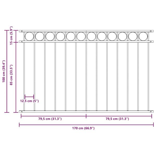 Grote foto vidaxl hecelement grijs 170 x 100 cm staal tuin en terras hekken en schuttingen