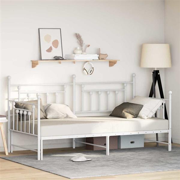 Grote foto vidaxl bedframe voor een daybed met hoofdeinde wit 90 x 190 cm staal antiek en kunst stoelen en banken
