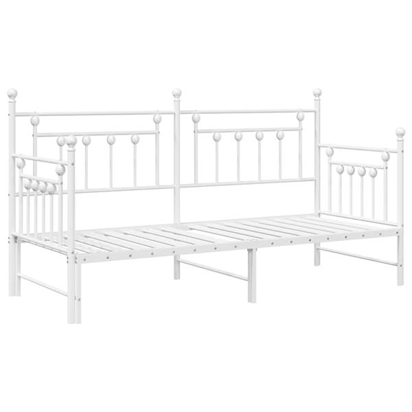 Grote foto vidaxl bedframe voor een daybed met hoofdeinde wit 75 x 190 cm staal antiek en kunst stoelen en banken