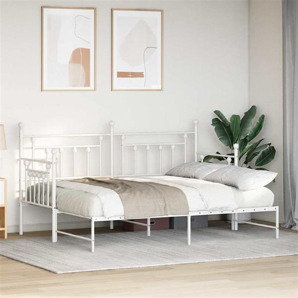 Grote foto vidaxl bedframe voor een daybed met hoofdeinde wit 75 x 190 cm staal antiek en kunst stoelen en banken