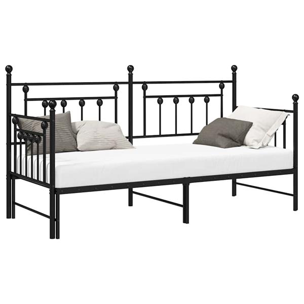 Grote foto vidaxl bedframe voor een daybed met hoofdeinde zwart 75 x 190 cm staal antiek en kunst stoelen en banken